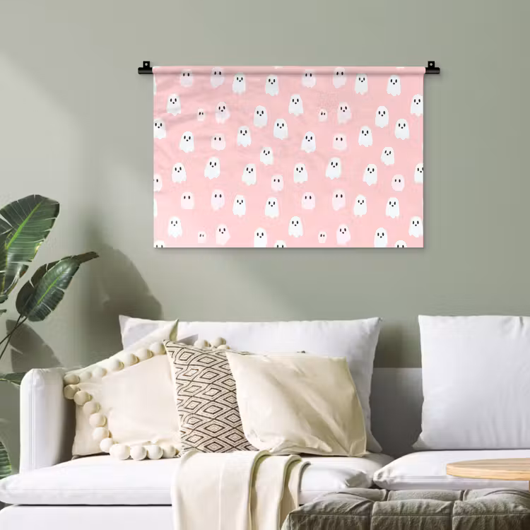 Spookjes - Patroon - Roze Wandkleed katoen klein 269 -sfeer7