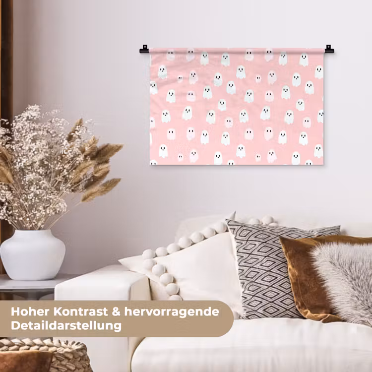 Spookjes - Patroon - Roze Wandkleed katoen klein 269 -tsfeer1_DE