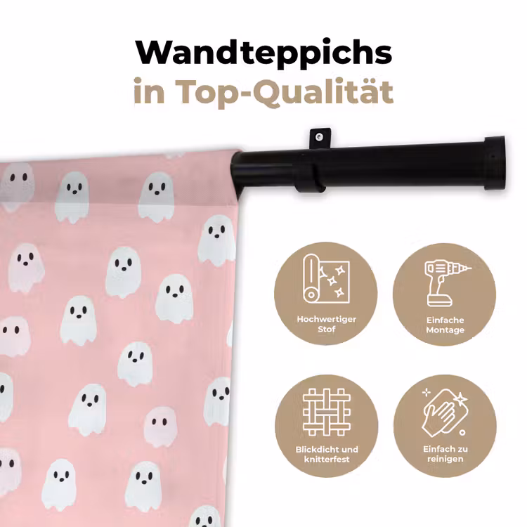 Spookjes - Patroon - Roze Wandkleed katoen klein 269 -tsfeer2_DE