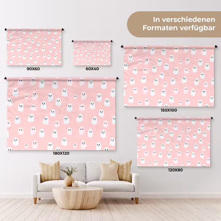Spookjes - Patroon - Roze Wandkleed katoen klein 269 -tsfeer8_DE