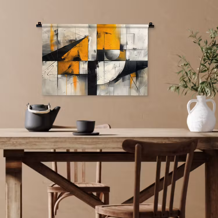 Geel - Abstract - Modern - Vormen Wandkleed katoen klein -sfeer6