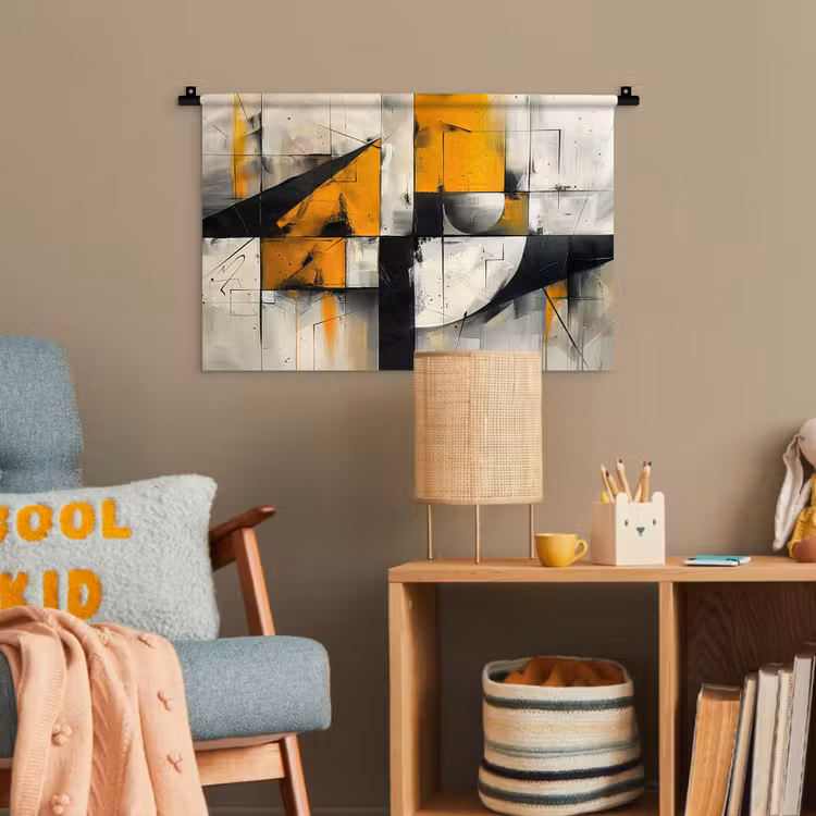 Geel - Abstract - Modern - Vormen Wandkleed katoen klein -wsfeer4_kind