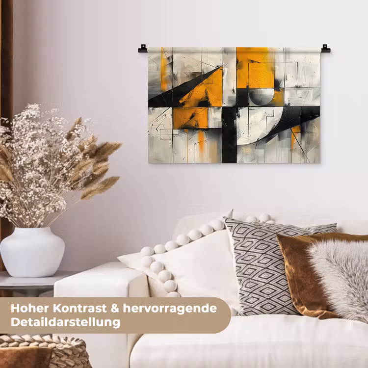 Geel - Abstract - Modern - Vormen Wandkleed katoen klein -tsfeer1_DE