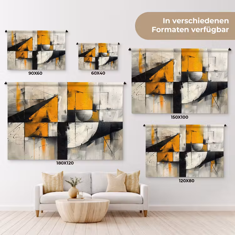 Geel - Abstract - Modern - Vormen Wandkleed katoen klein -tsfeer8_DE
