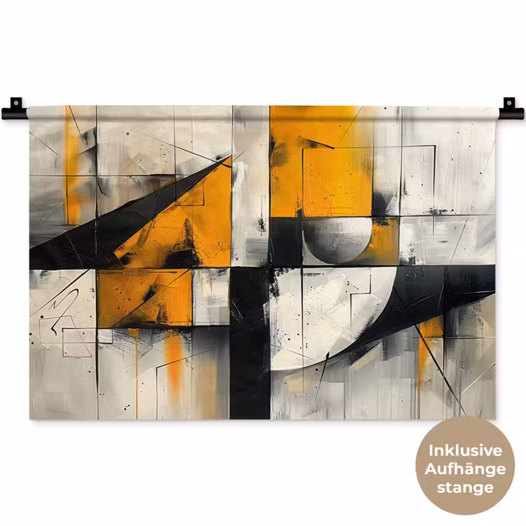 Geel - Abstract - Modern - Vormen Wandkleed katoen klein -t3d_DE
