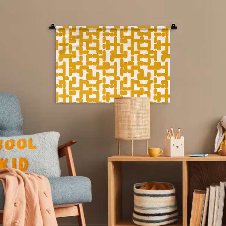 Geel - Beige - Patroon Wandkleed katoen klein 269 -wsfeer4_kind