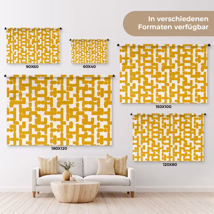 Geel - Beige - Patroon Wandkleed katoen klein 269 -tsfeer8_DE