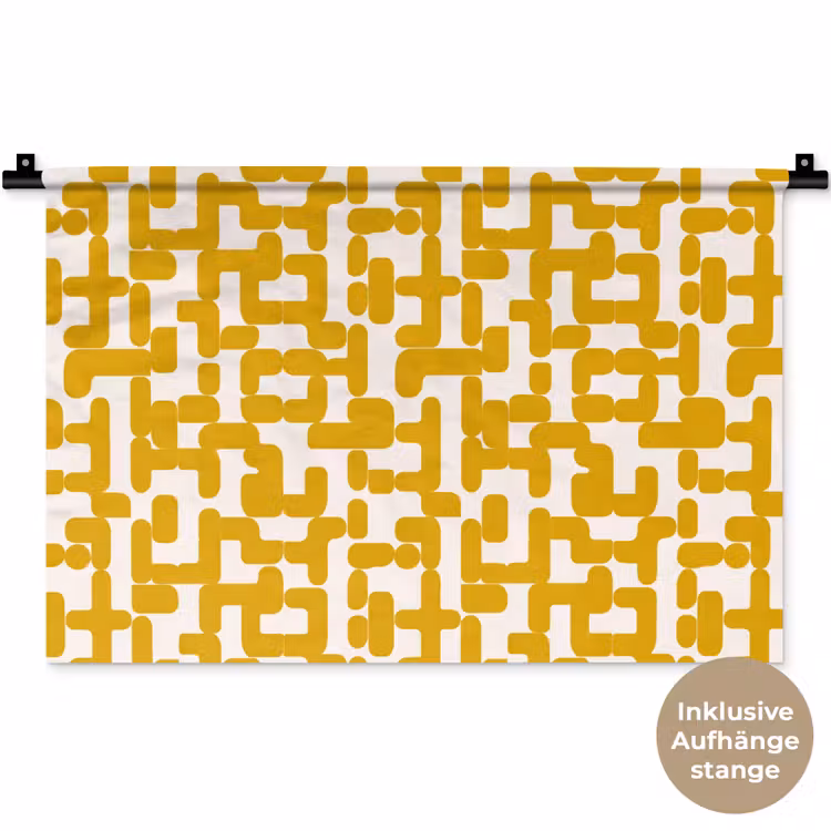 Geel - Beige - Patroon Wandkleed katoen klein 269 -t3d_DE