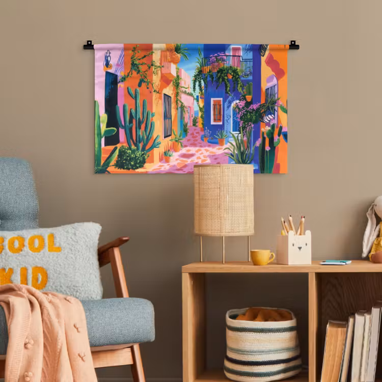 Geel - Blauw - Oranje - Huis Wandkleed katoen klein -wsfeer4_kind