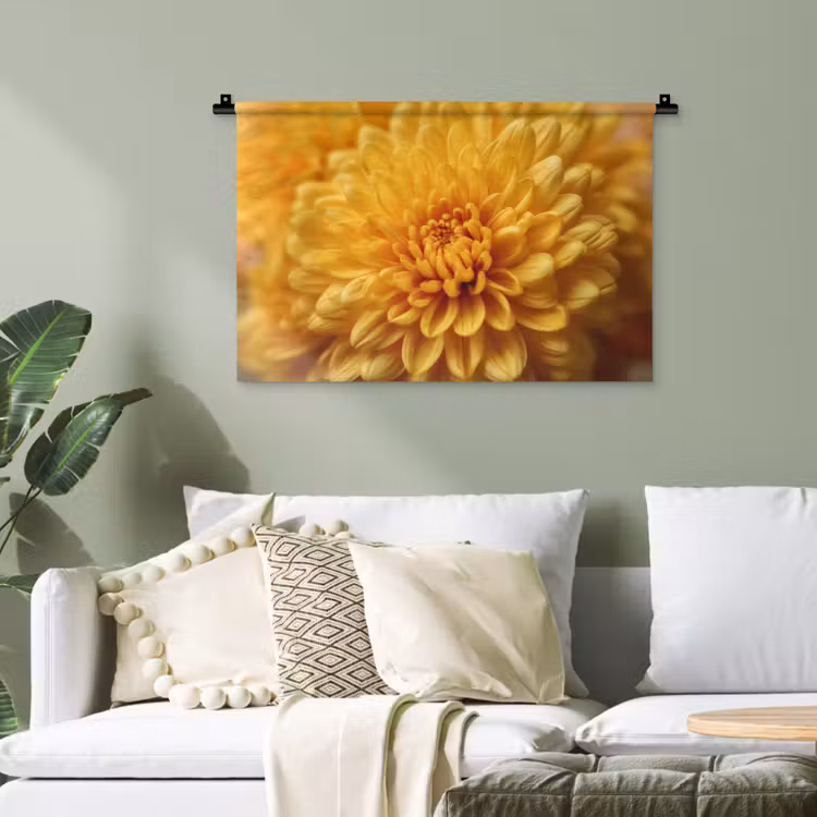 Geel - Chrysant - Zachtheid Wandkleed katoen klein -sfeer7