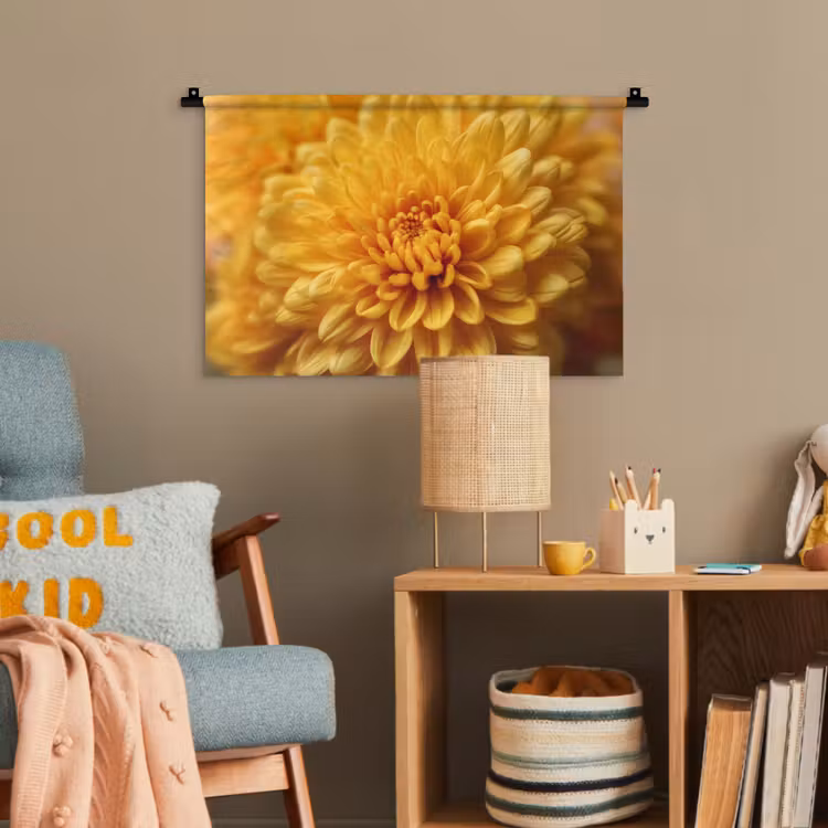 Geel - Chrysant - Zachtheid Wandkleed katoen klein -wsfeer4_kind