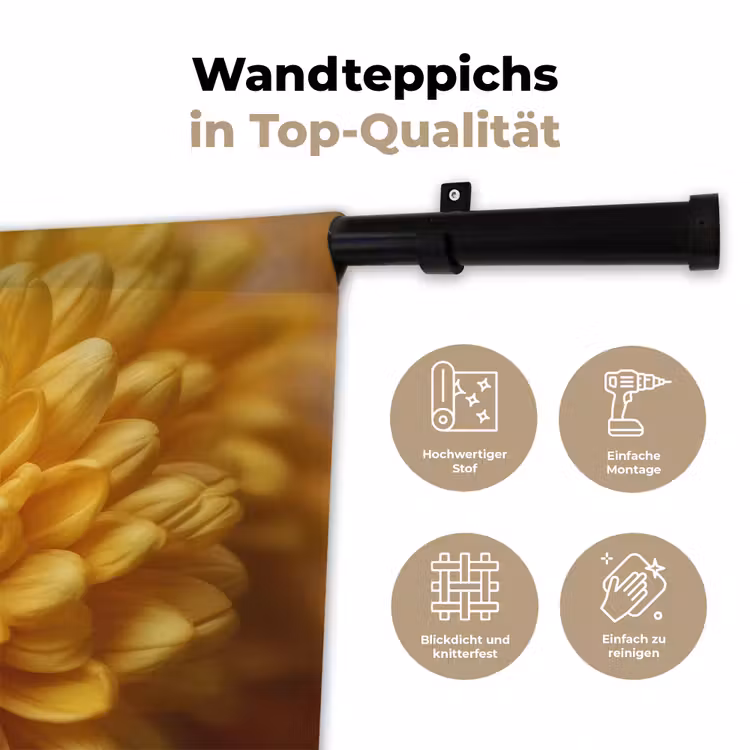 Geel - Chrysant - Zachtheid Wandkleed katoen klein -tsfeer2_DE