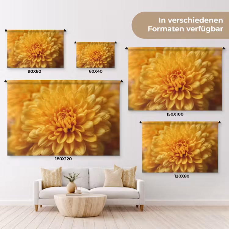 Geel - Chrysant - Zachtheid Wandkleed katoen klein -tsfeer8_DE