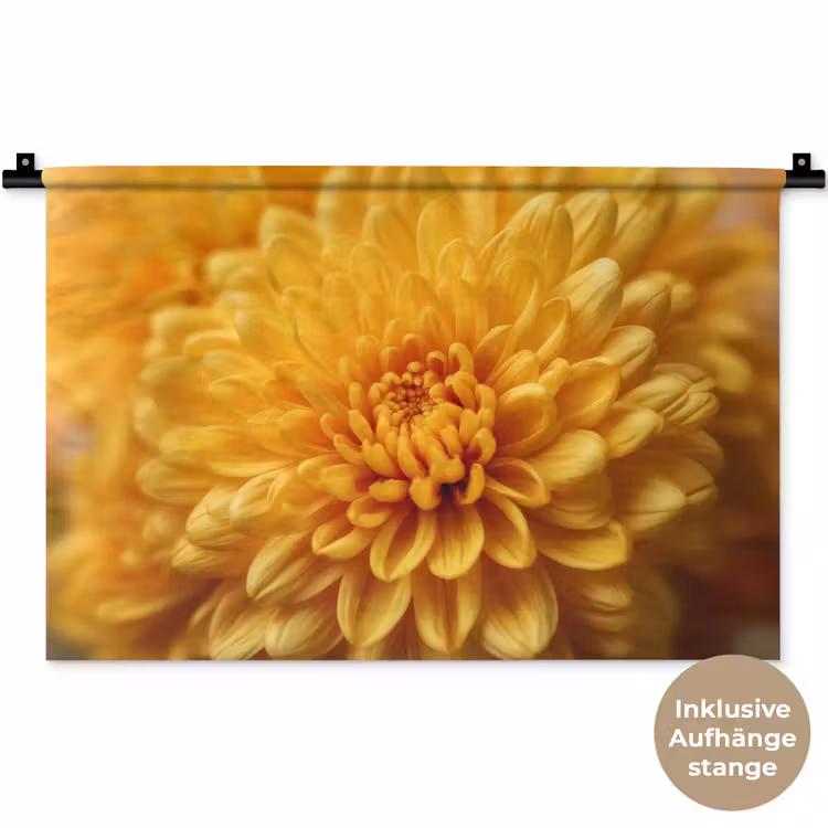 Geel - Chrysant - Zachtheid Wandkleed katoen klein -t3d_DE