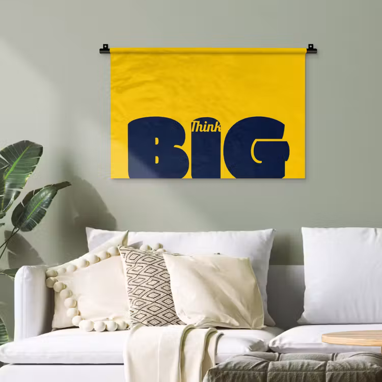 Geel - Think big - Grafisch Wandkleed katoen klein -sfeer7