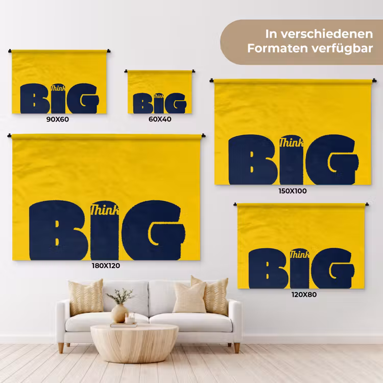 Geel - Think big - Grafisch Wandkleed katoen klein -tsfeer8_DE