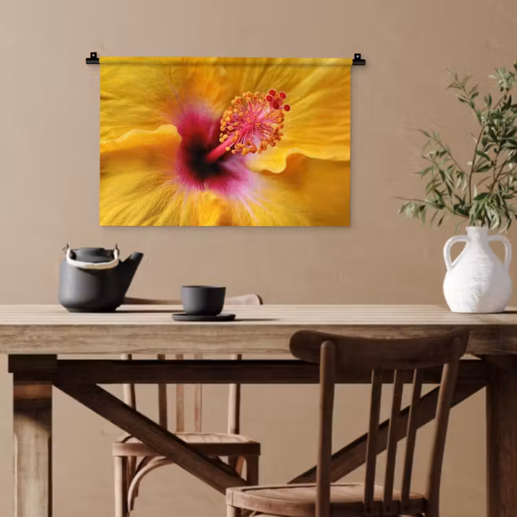 Geel - Hibiscus - Tropisch Wandkleed katoen klein -sfeer6