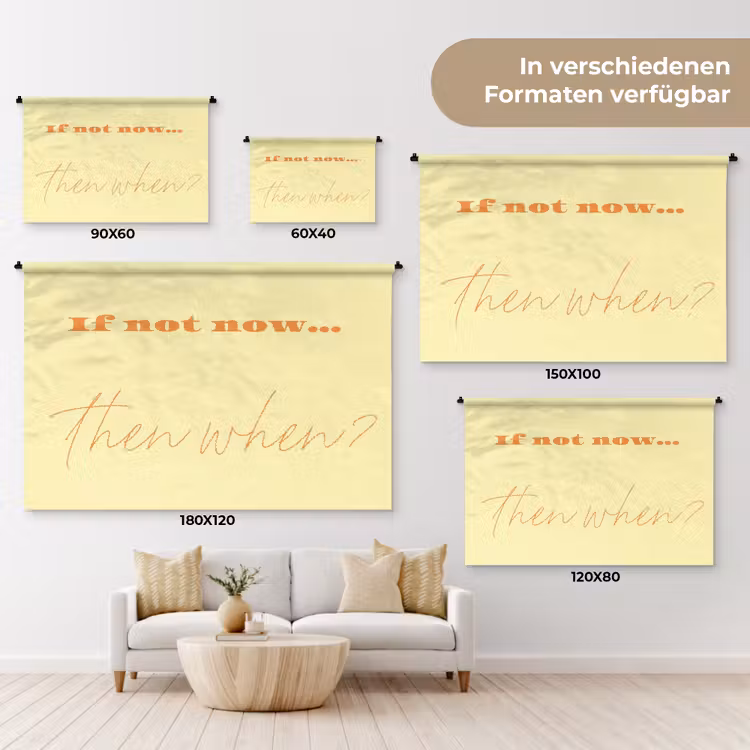 Geel - Oranje - if not now then when Wandkleed katoen klein -tsfeer8_DE