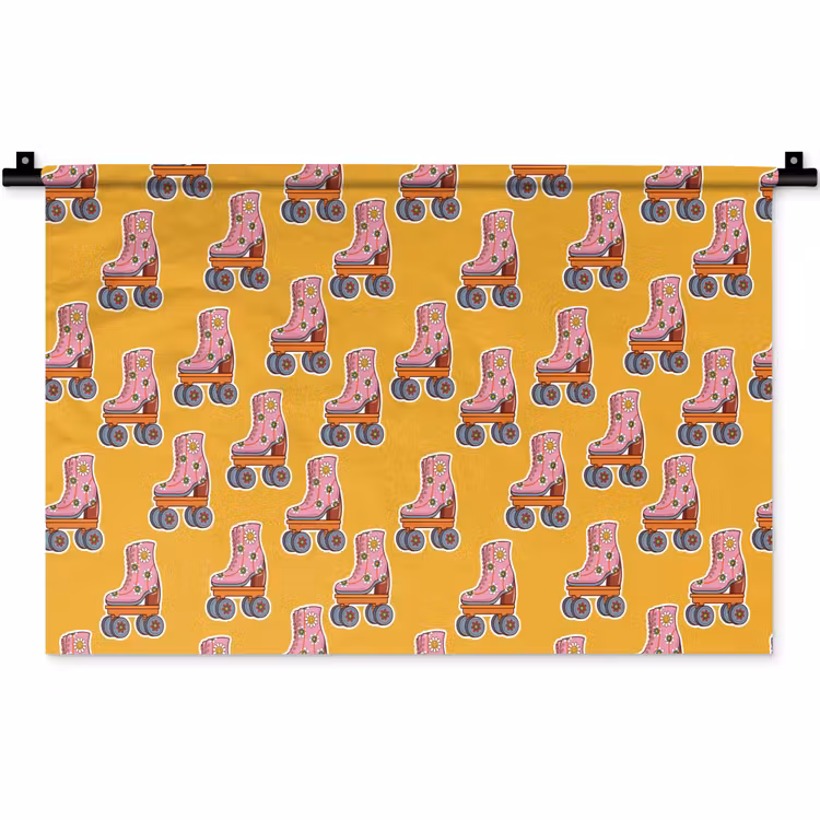 Geel - Rolschaatsen - Patroon Wandkleed katoen klein 269 -zz3d