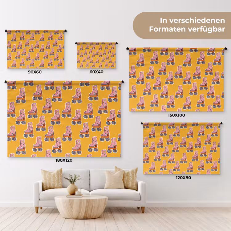 Geel - Rolschaatsen - Patroon Wandkleed katoen klein 269 -tsfeer8_DE