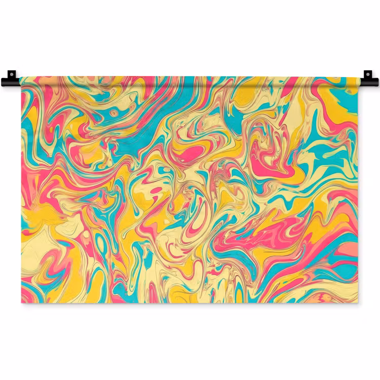 Geel - Roze - Blauw - Retro Wandkleed katoen klein -zz3d