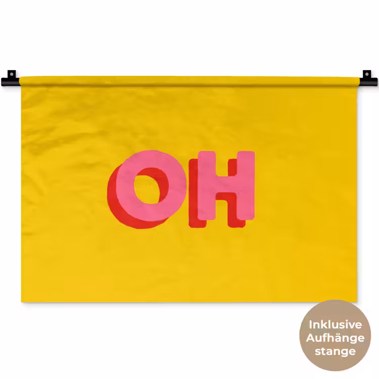 Geel - Roze - Oh - 3D Wandkleed katoen klein -t3d_DE