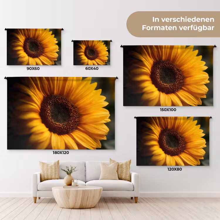 Geel - Zonnebloem - Zomers Wandkleed katoen klein -tsfeer8_DE