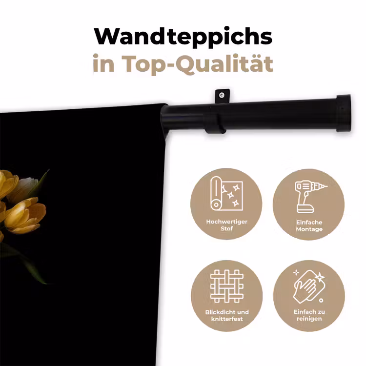 Geel - Tulpen - Vaas - Bloemen Wandkleed katoen klein -tsfeer2_DE