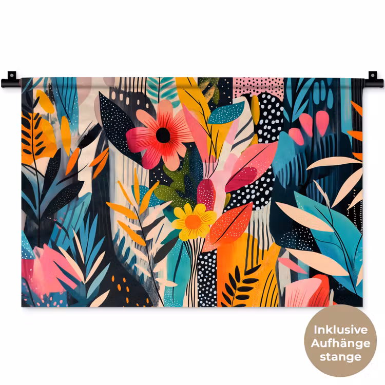 Schilderij - Abstract - Bloemen - Roze Wandkleed katoen klein -t3d_DE