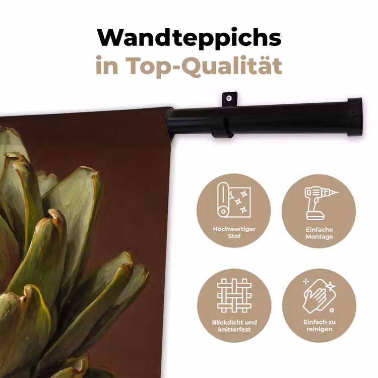 Wandteppich - Gemüse – Artischocke – Grün - Groente - Artisjok - Groen Wandkleed katoen klein