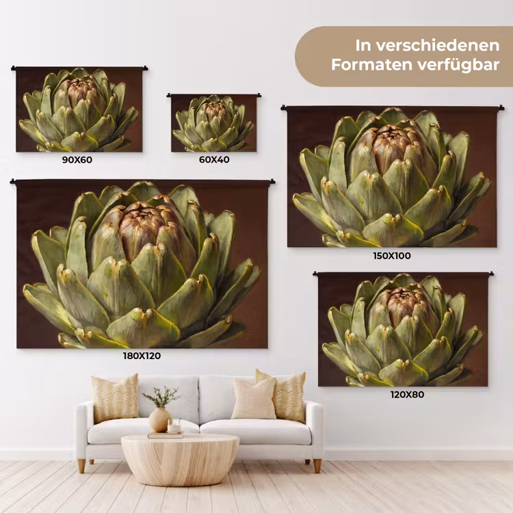Wandteppich - Gemüse – Artischocke – Grün - Groente - Artisjok - Groen Wandkleed katoen klein