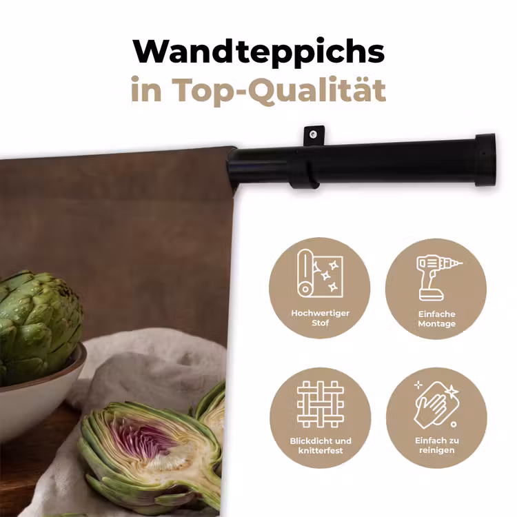 Wandteppich - Gemüse – Artischocke – Küche - Groenten - Artisjok - Keuken Wandkleed katoen klein