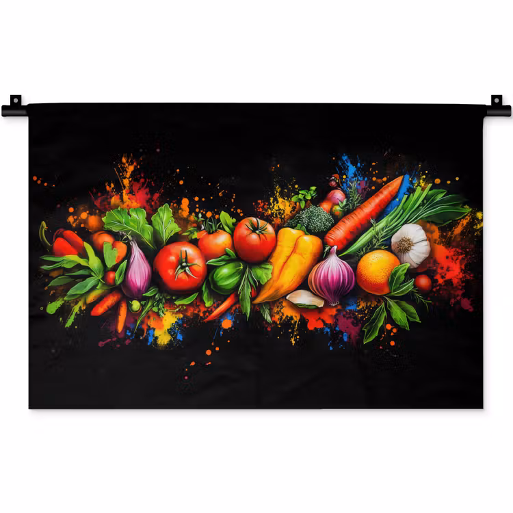 Groente - Eten - Kruiden - Graffiti - Koken Wandkleed katoen klein -zz3d
