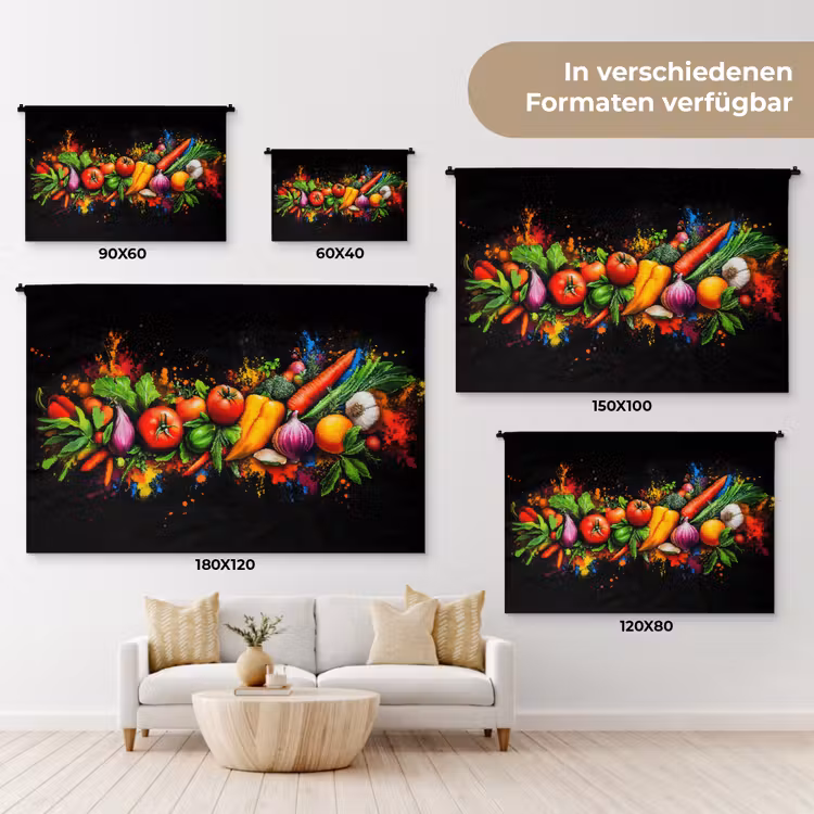 Groente - Eten - Kruiden - Graffiti - Koken Wandkleed katoen klein -tsfeer8_DE