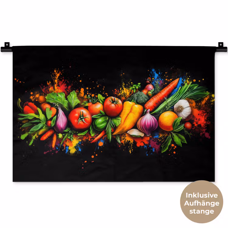 Groente - Eten - Kruiden - Graffiti - Koken Wandkleed katoen klein -t3d_DE