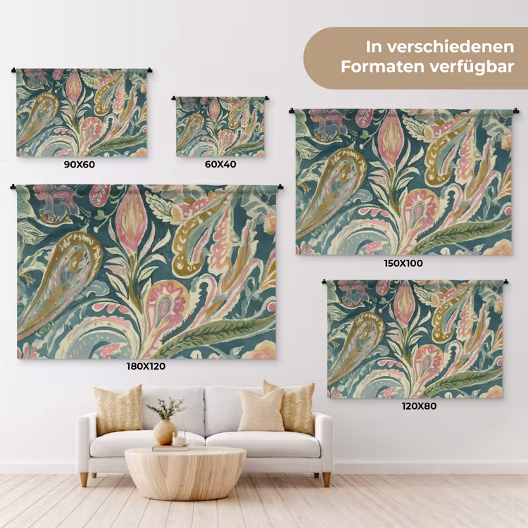 Patroon - Kleurrijk - Sierlijk - Groen Wandkleed katoen klein -tsfeer8_DE