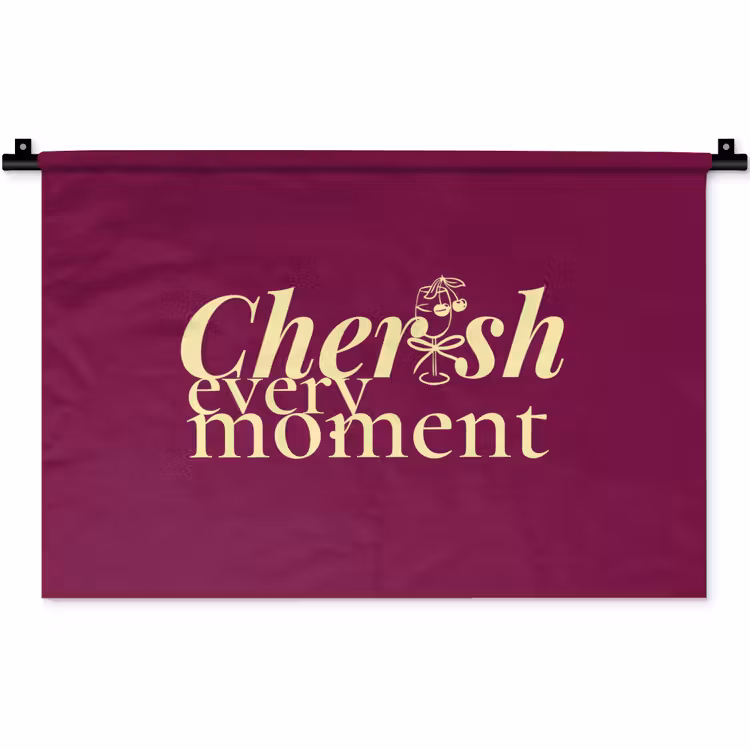 Cherish every moment - Cocktailglas - Bordeaux Wandkleed katoen klein -zz3d