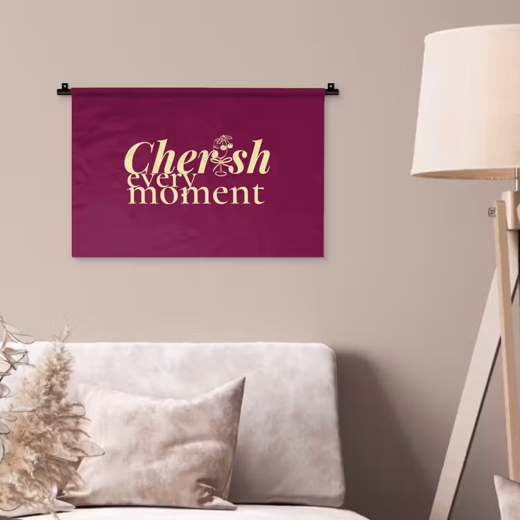 Cherish every moment - Cocktailglas - Bordeaux Wandkleed katoen klein -sfeer4