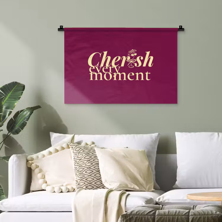 Cherish every moment - Cocktailglas - Bordeaux Wandkleed katoen klein -sfeer7