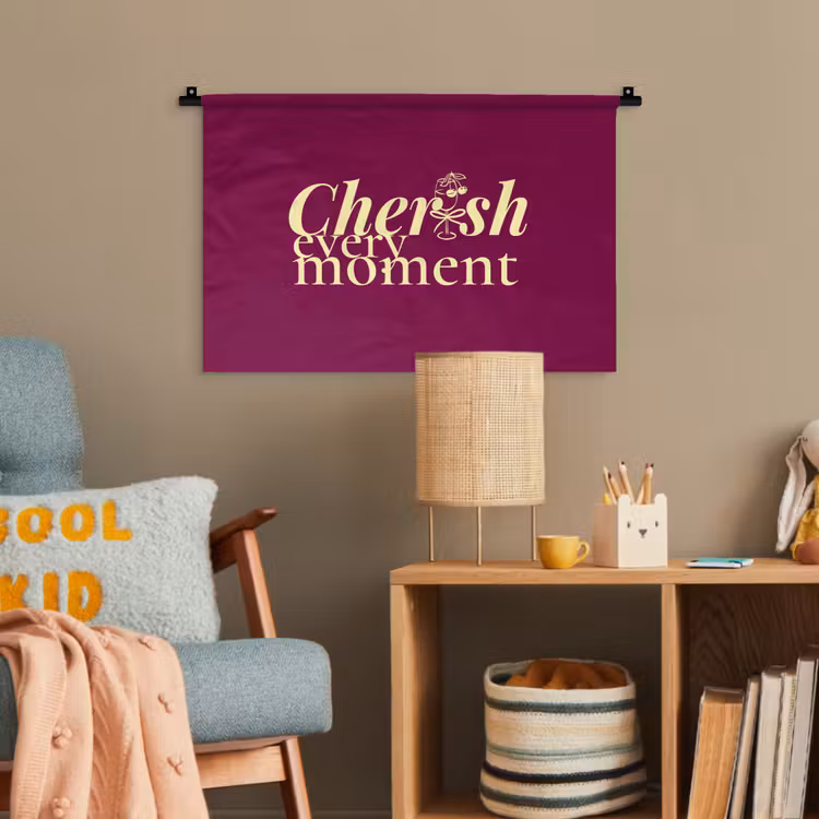 Cherish every moment - Cocktailglas - Bordeaux Wandkleed katoen klein -wsfeer4_kind