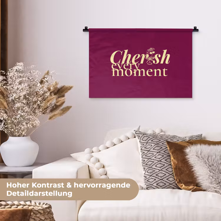 Cherish every moment - Cocktailglas - Bordeaux Wandkleed katoen klein -tsfeer1_DE