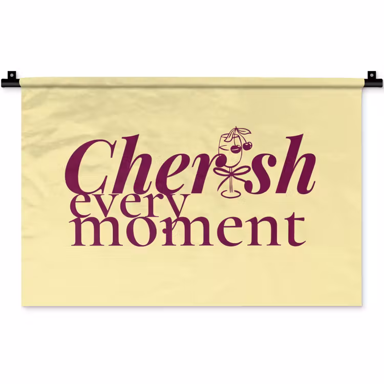 Cherish every moment - Cocktailglas - Geel Wandkleed katoen klein -zz3d