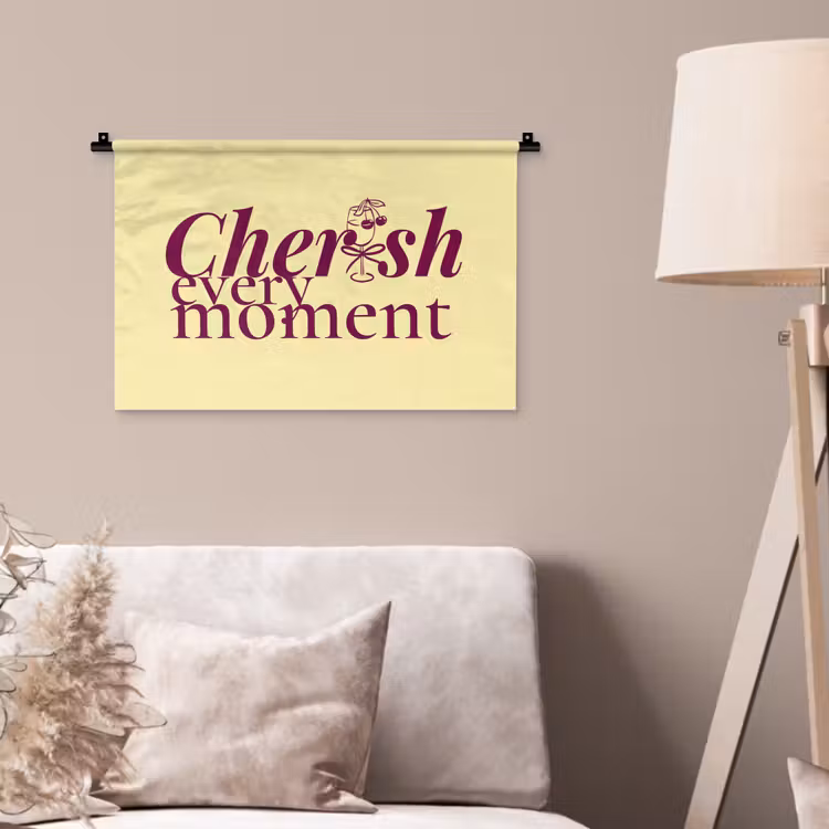 Cherish every moment - Cocktailglas - Geel Wandkleed katoen klein -sfeer4