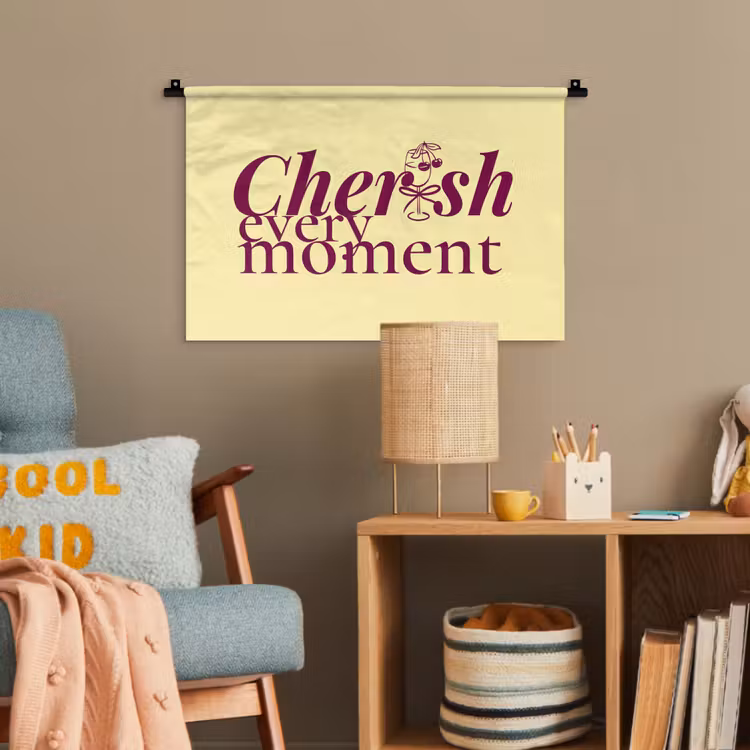 Cherish every moment - Cocktailglas - Geel Wandkleed katoen klein -wsfeer4_kind