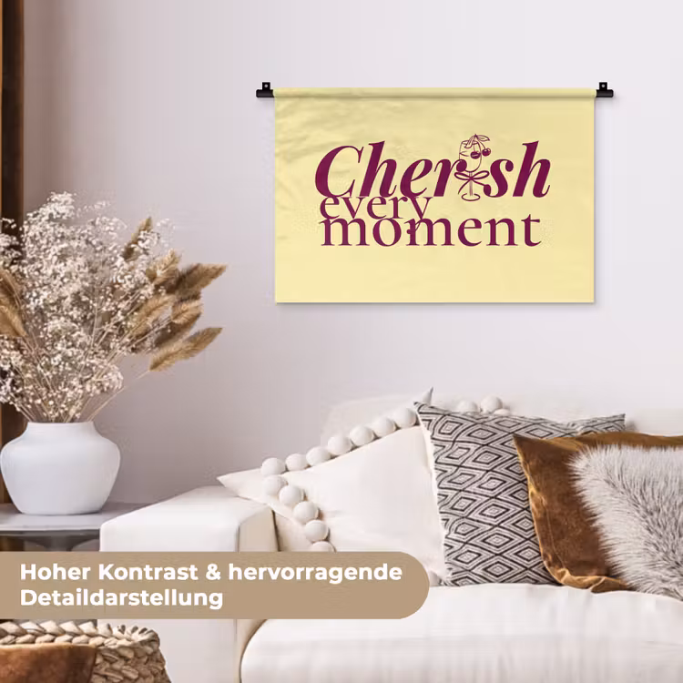 Cherish every moment - Cocktailglas - Geel Wandkleed katoen klein -tsfeer1_DE