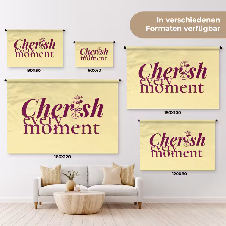 Cherish every moment - Cocktailglas - Geel Wandkleed katoen klein -tsfeer8_DE