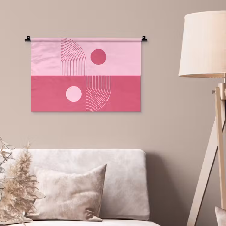 Geometrie - Patroon - Abstract - Roze - Modern Wandkleed katoen klein -sfeer4