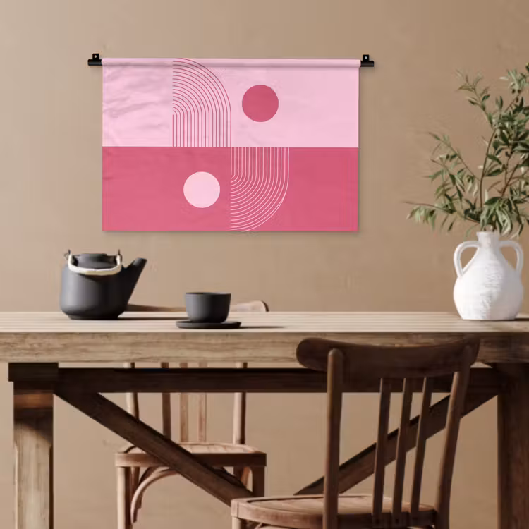 Geometrie - Patroon - Abstract - Roze - Modern Wandkleed katoen klein -sfeer6