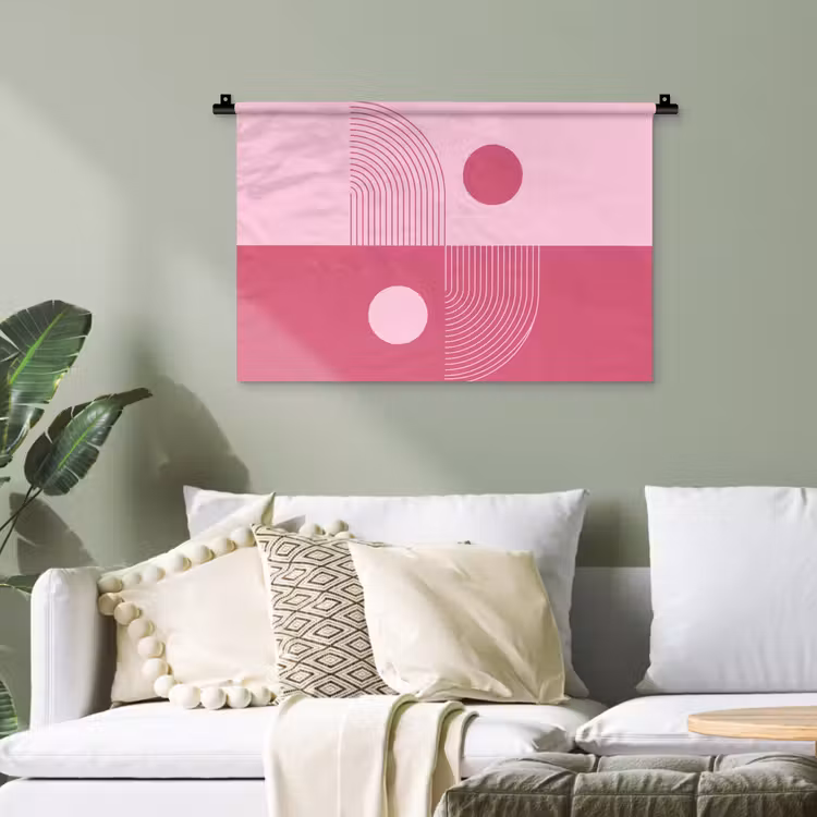 Geometrie - Patroon - Abstract - Roze - Modern Wandkleed katoen klein -sfeer7