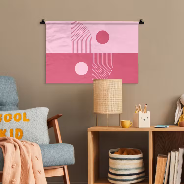 Geometrie - Patroon - Abstract - Roze - Modern Wandkleed katoen klein -wsfeer4_kind